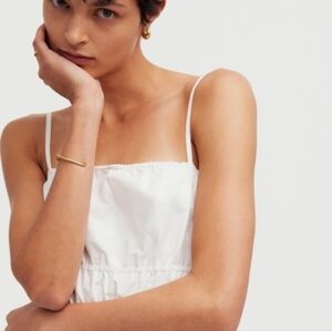 EYELET LACE Vintage Cropped Camisole White Cotton Ribbon Spagetti Straps Tank